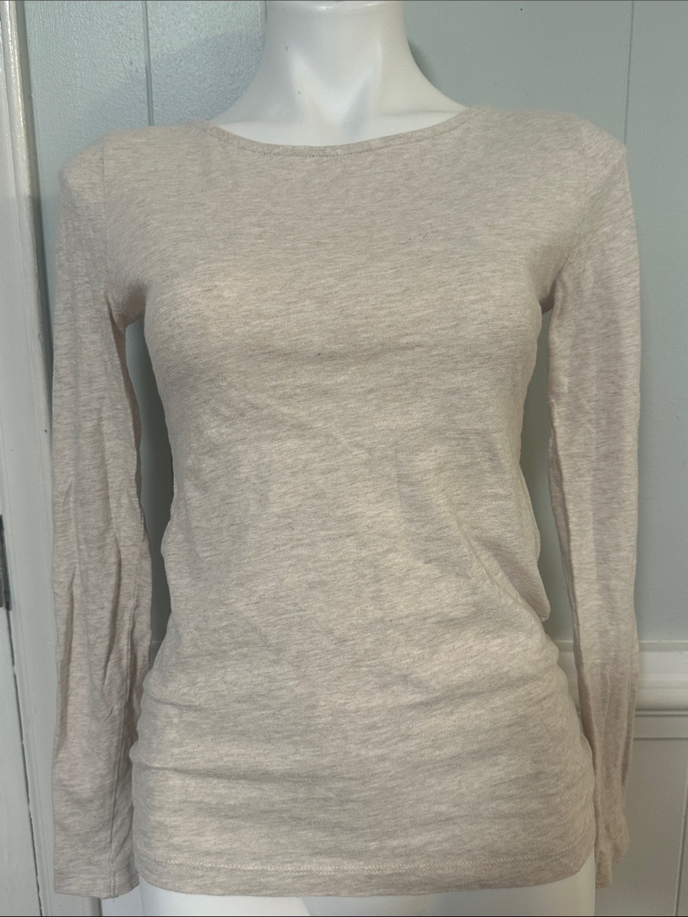 J. Crew Women's Long-Sleeve Boatneck Top in Light Taupe